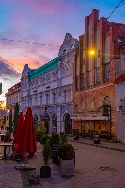Vista Pôr Sol Uma Rua Distrito República Uzupis Vilnius Lituânia — Fotografia de Stock