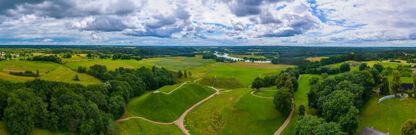 Panoráma Kilátás Hegyi Erődök Kernave Ősi Fővárosa Nagyhercegség Litvánia — Stock Fotó