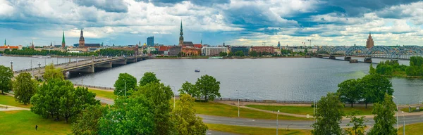 Panorama Von Riga Von Der Lettischen Nationalbibliothek Aus Gesehen — Stockfoto