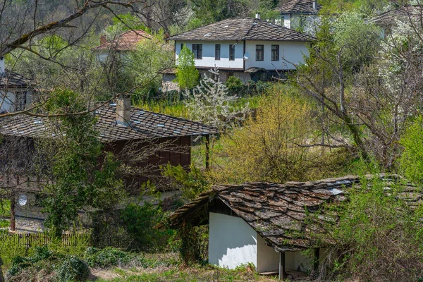 stock image Traditional old houses in Bozhentsi architectural reserve in Bulgaria.