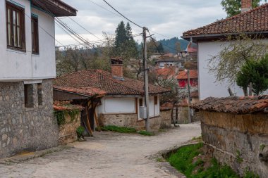 Bulgaristan 'ın Koprivshtitsa kentinde geleneksel evler.