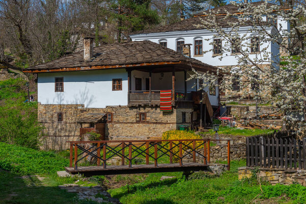 Traditional old houses in Bozhentsi architectural reserve in Bulgaria.
