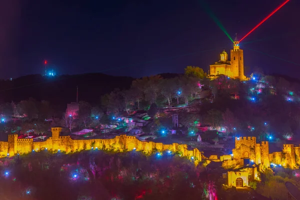 Vue Nuit Forteresse Illuminée Tsarevets Veliko Tarnovo Bulgarie — Photo