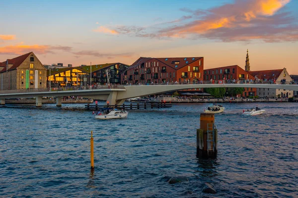 Sonnenuntergang Blick Auf Einen Kanal Zentrum Von Kopenhagen Dänemark — Stockfoto