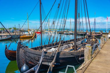 Danimarka 'nın Roskilde limanında yeniden inşa edilen Viking gemileri.