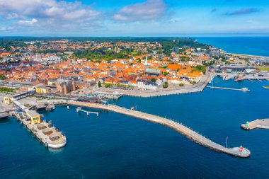 Danimarka 'nın Helsingor kasabasının hava manzarası.