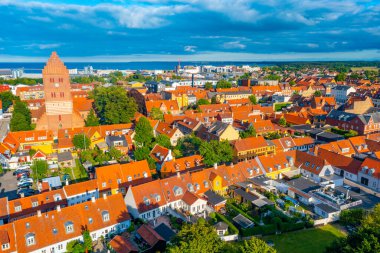 Danimarka 'nın Koge kasabasının havadan görünüşü.