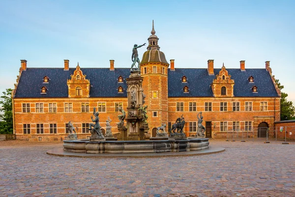Vista Pôr Sol Palácio Frederiksborg Slot Dinamarca — Fotografia de Stock
