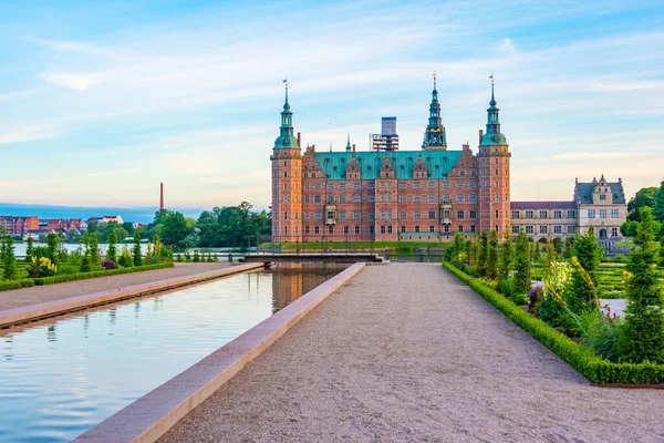 Sunset View Gardens Frederiksborg Slot Palace Denmark — Stock Photo, Image