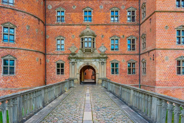 stock image Vallo Slot in Denmark viewed during a cloudy day.