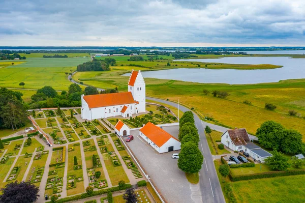 Eglise Fanefjord Danemark Par Temps Nuageux — Photo
