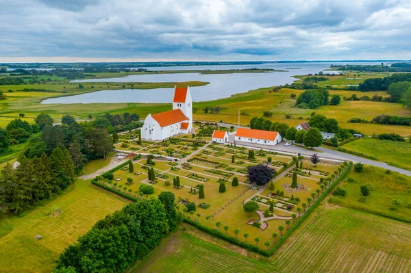 Fanefjord Church Данії Під Час Хмарного Дня — стокове фото