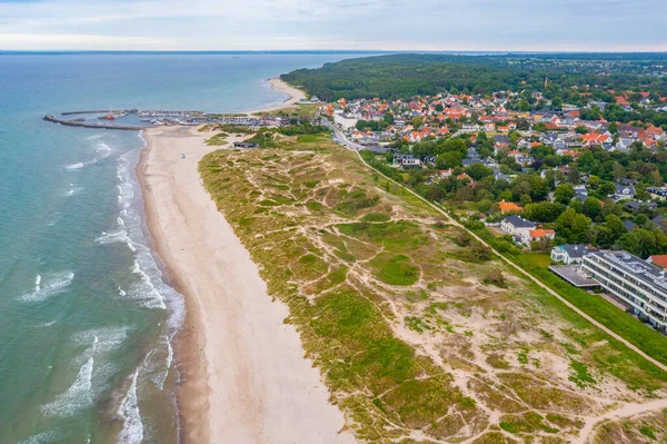 stock image Aerial view of Hornbaek beach in Denmark.