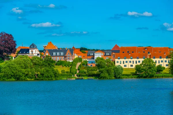 stock image Villas on a shore of Hillerod, Denmark.