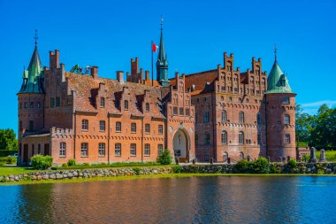 Danimarka 'da güneşli bir günde izlenen Egeskov yuvası.