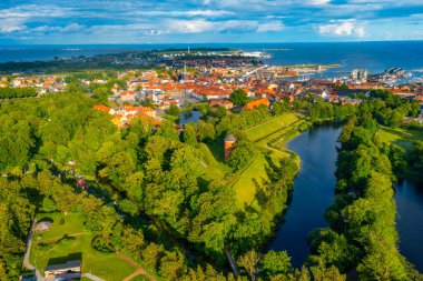 Danimarka kenti Nyborg 'un hava manzarası.
