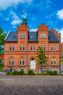 Danimarka 'nın Svendborg şehrinde bir cadde manzarası.
