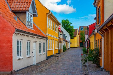 Danimarka, Odense 'nin merkezinde renkli bir cadde..