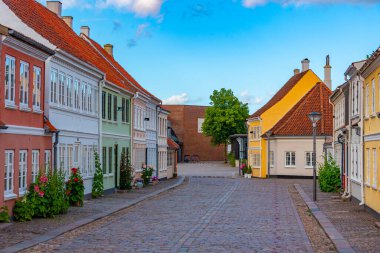 Danimarka, Odense 'nin merkezinde renkli bir cadde..