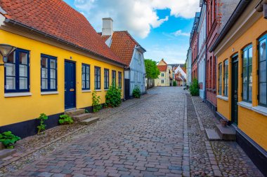 Danimarka, Odense 'nin merkezinde renkli bir cadde..