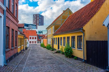 Danimarka, Odense 'nin merkezinde renkli bir cadde..
