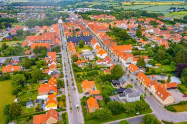 Danimarka kenti Christiansfeld 'in hava manzarası.