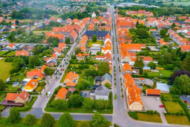 Danimarka kenti Christiansfeld 'in hava manzarası.
