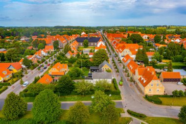 Danimarka kenti Christiansfeld 'in hava manzarası.