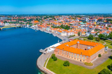 Danimarka kenti Sonderborg 'un Panorama manzarası.