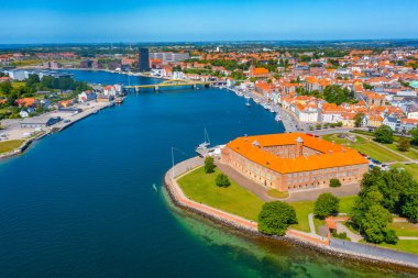 Danimarka kenti Sonderborg 'un Panorama manzarası.