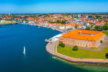 Danimarka kenti Sonderborg 'un Panorama manzarası.