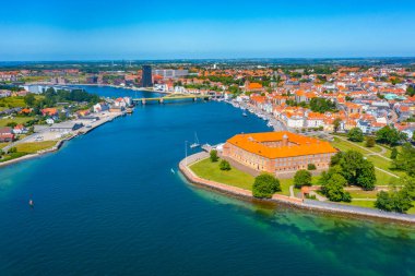 Danimarka kenti Sonderborg 'un Panorama manzarası.