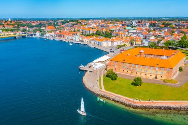 Danimarka kenti Sonderborg 'un Panorama manzarası.