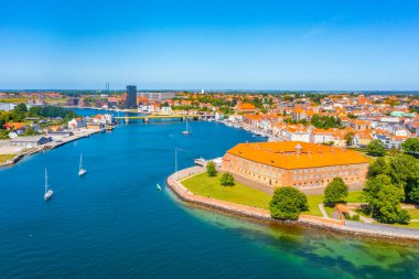 Danimarka kenti Sonderborg 'un Panorama manzarası.