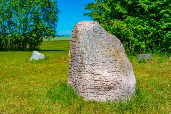 Реконструированный Рунический Камень Треллеборге Дания — стоковое фото