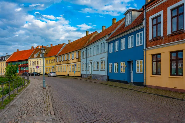 Rua Colorida Cidade Dinamarquesa Nyborg — Fotografia de Stock