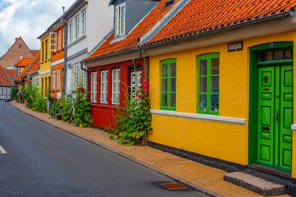 Rua Colorida Cidade Dinamarquesa Faaborg — Fotografia de Stock
