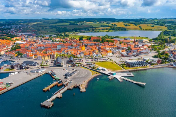 stock image Aerial view of Danish town Faaborg.