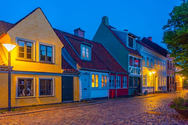 Нічний Вид Барвисту Вулицю Центрі Оденсе Данія — стокове фото