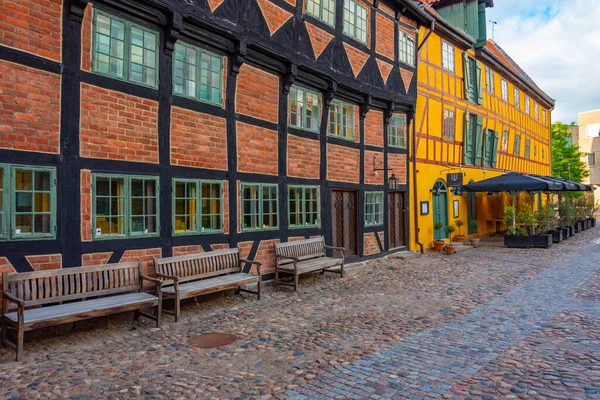 Rua Medieval Cidade Velha Odense Dinamarca — Fotografia de Stock