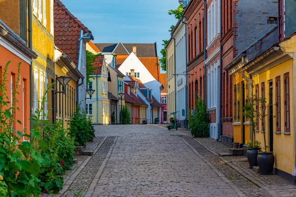 Strada Medievale Nel Centro Storico Odense Danimarca — Foto Stock