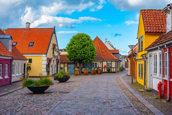 デンマークのオデンスの中心部にあるカラフルな通り — ストック写真