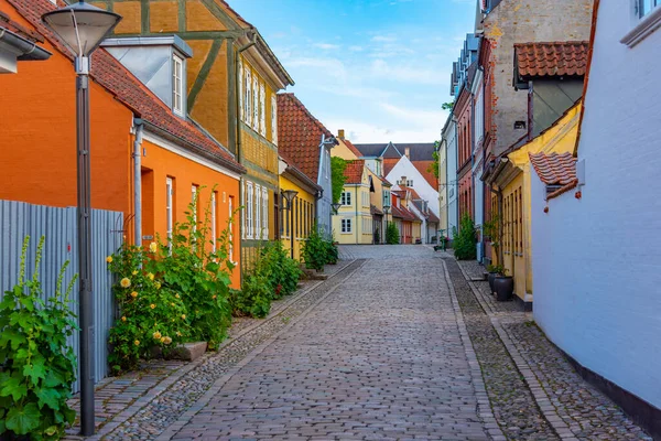 Красочная Улица Центре Оденсе Дания — стоковое фото