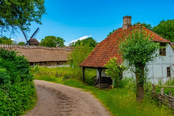 Музей Открытым Небом Den Fynske Landsby Традиционной Датской Архитектурой Оденсе — стоковое фото