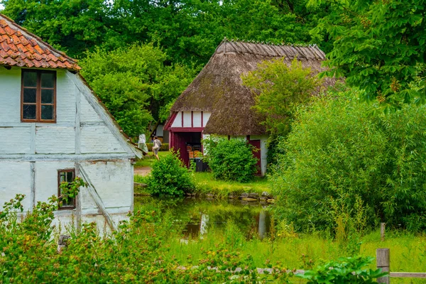 stock image Den Fynske Landsby open-air museum with traditional Danish architecture in Odense.