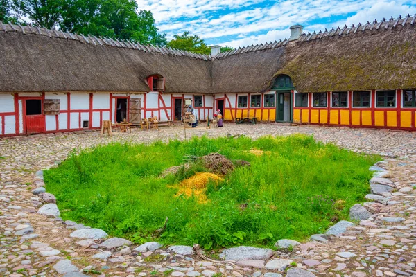 stock image Den Fynske Landsby open-air museum with traditional Danish architecture in Odense.