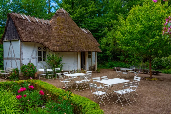 stock image Den Fynske Landsby open-air museum with traditional Danish architecture in Odense.