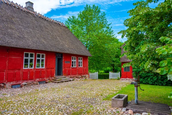 Музей Просто Неба Den Fynske Landsby Традиційною Данською Архітектурою Оденсе — стокове фото
