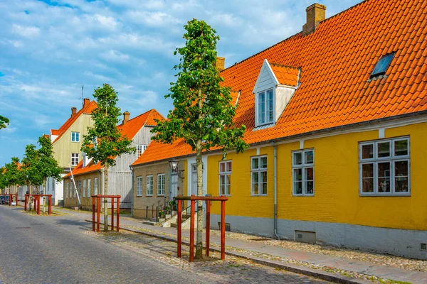 stock image Traditional street in Danish town Christiansfeld.