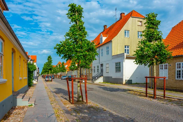 stock image Traditional street in Danish town Christiansfeld.